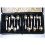 England, Tea set - silver spoons and tongs