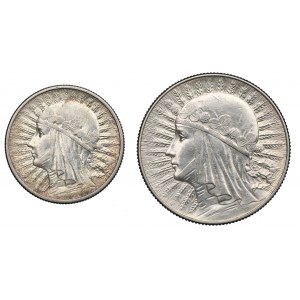 II RP, sada 2 a 5 zlatých 1933 Hlava ženy