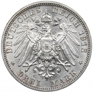 Germany, Saxony, 3 marks 1913 E