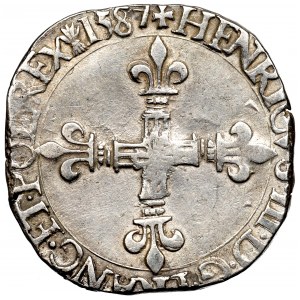 France/Poland, Henri III, 1/4 ecu 1587, La Rochelle