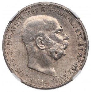Austria, Franciszek Józef, 5 koron 1909 - NGC MS61
