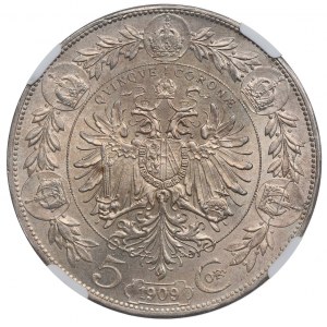 Austria, Franz Joseph, 5 corona 1909 -NGC