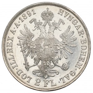 Austro-Hungary, Franz Joseph I, 2 florin 1891