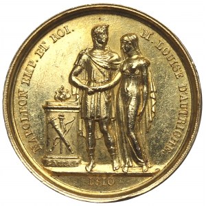 Francúzsko, medaila 1810 - svadba Napoleona a Márie Louisy - zlatá