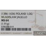 Władysław II Jagiełło, Półgrosz bez daty, Kraków, litery AS - NGC MS64