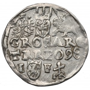 Sigismund III. Vasa, Trojak 1598, Lublin - Monogramm von Reysner - selten