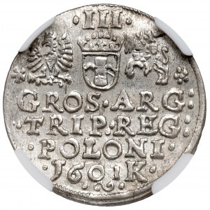 Žigmund III Vasa, Trojak 1601, Krakov - NGC MS64 - VÝBORNÝ