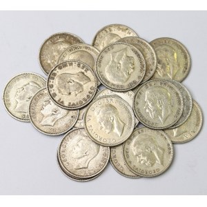 Vereinigtes Königreich, Sammlung von 20 Silberhalbkronen (277g)