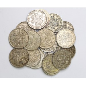 Vereinigtes Königreich, Sammlung von 20 Silberhalbkronen (277g)