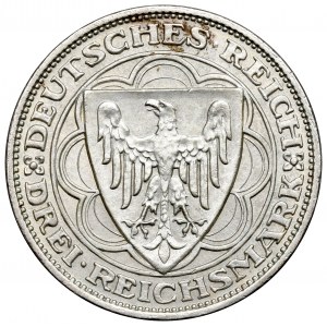 Nemecko, Weimarská republika, 3 marky 1927 A, 100. výročie prístavu Brémy