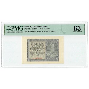 GG, 1 złote 1940 A PMG 63 RADAR