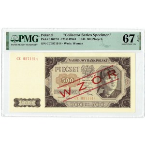 People's Republic of Poland, 500 gold 1948 CC - PMG 67 EPQ MODEL