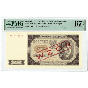 PRL, 500 złotych 1948 CC - PMG 67 EPQ WZÓR