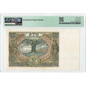 II RP, 100 złotych 1932 AU. - dodatkowe kreski na marginesie PMG 64 EPQ