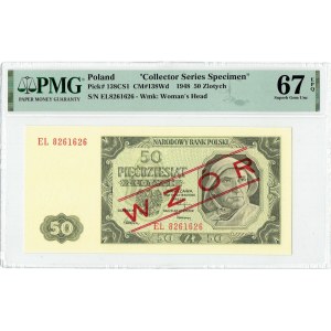 PRL, 50 złotych 1948 EL - PMG 67EPQ - WZÓR