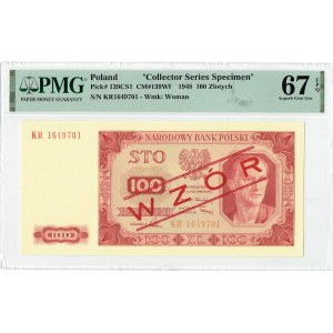 PRL, 100 zl. 1948 KR - MODEL - PMG 67EPQ