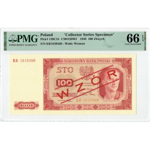 PRL, 100 złotych 1948 KR - WZÓR - PMG 66 EPQ