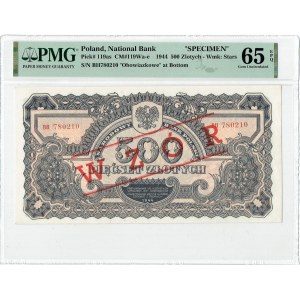 500 złotych 1944 ...owe - BH - z nadrukiem WZÓR - PMG 65 EPQ