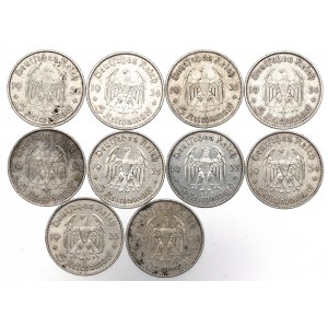 Germany, Third Reich, Set of 5 marks 1934-35
