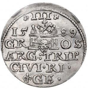 Žigmund III Vasa, Trojak 1589, Riga - NGC MS63