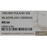 PRL, 50 złotych 1981 - Władysław Herman NGC MS66
