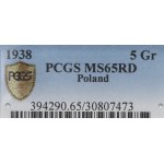 II Republic of Poland, 5 groschen 1938 - PCGS MS65 RD