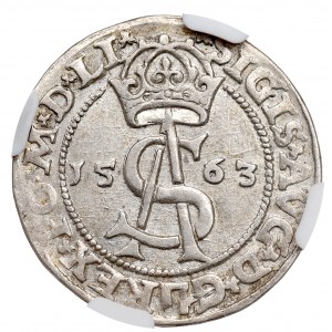 Zygmunt II August, Trojak 1563, Wilno - LI/LI NGC AU55