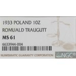 II RP, 10 złotych 1933 Traugutt - NGC MS61