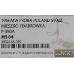 Volksrepublik Polen, 100 Zloty 1966 Mieszko i Dąbrówka Probe Silber - NGC MS64