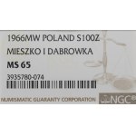 PRL, 100 zl. 1966 Mieszko i Dąbrówka - NGC MS65
