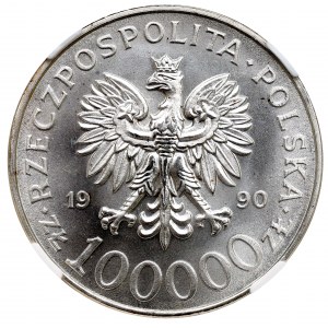 III RP, 100.000 złotych 1990 Solidarność - NGC MS68