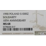 Třetí republika, 100 000 zlatých 1990 Solidarita - NGC MS68