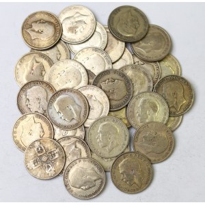 Wielka Brytania, Zbiór ciekawych srebrnych monet (361g)