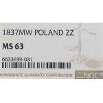 Zabór rosyjski, Mikołaj I, 30 kopiejek=2 złote 1837 MW, Warszawa NGC MS63
