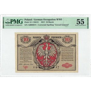 GG, 10 mkp 1917 General Ticket PMG 55 RARE