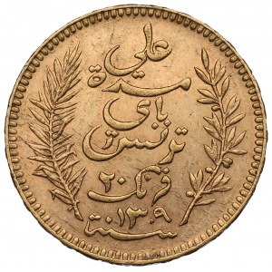 Tunisia, 20 frans 1892