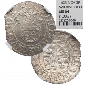 Swedish occupation of Riga, Gustav Adolph, 1,5 groschen 1624 - NGC MS64