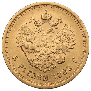 Rusko, Alexandr III, 5 rublů 1889