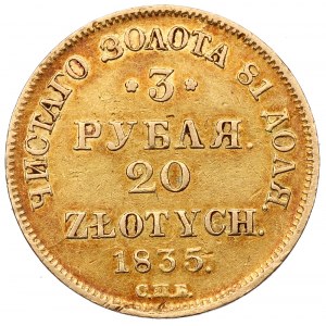 Ruské delenie, Mikuláš I., 3 ruble = 20 zlotých 1835, Petrohrad