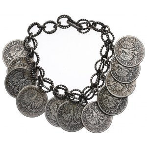 People's Republic of Poland, Orno bracelet with 2 gold coins Woman's head