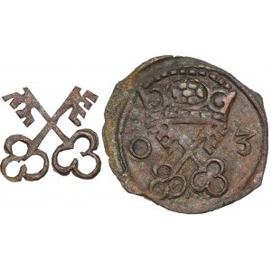 Žigmund III Vaza, denár 1603, Poznaň - vzácne trojlístkové kľúče
