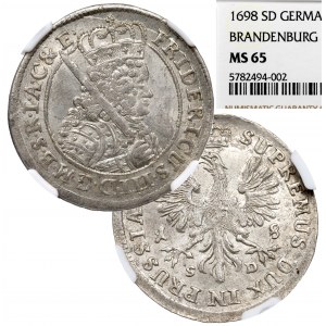 Prusy Książęce, Fryderyk III, Ort 1698, Królewiec - NGC MS65