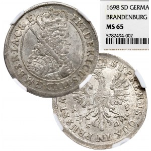 Germany, Preussen, Friedrich III, 18 groschen 1698, Königsberg - NGC MS65