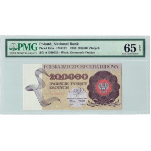PRL, 200.000 złotych 1989 A - PMG 65 EPQ