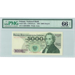 PRL, 5000 złotych 1982 AA - PMG 66 EPQ