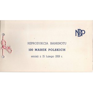 II RP, 100 Polnische Mark 1919 AH - Reproduktion im NBP-Etui