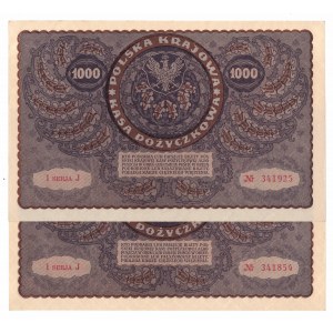 II RP, Satz von 1000 polnischen Mark 1919 1. Serie J - 2 Exemplare