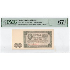 PRL, 2 złote 1948 BR - PMG 67EPQ
