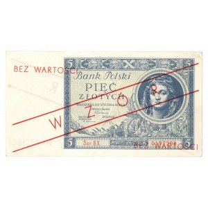 II RP, 5 złotych 1930 BX z nadrukiem WZÓR