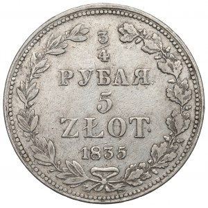 Poland under Russia, Nicholas I, 3/4 rouble=5 zloty 1835